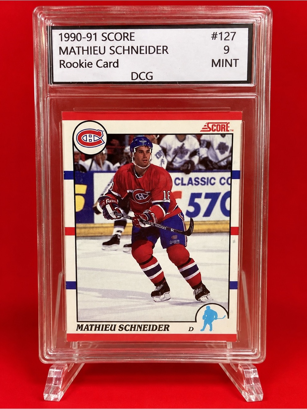 1990-91 Score Mathieu Schneider Rookie Hockey Card - Montreal Canadiens -